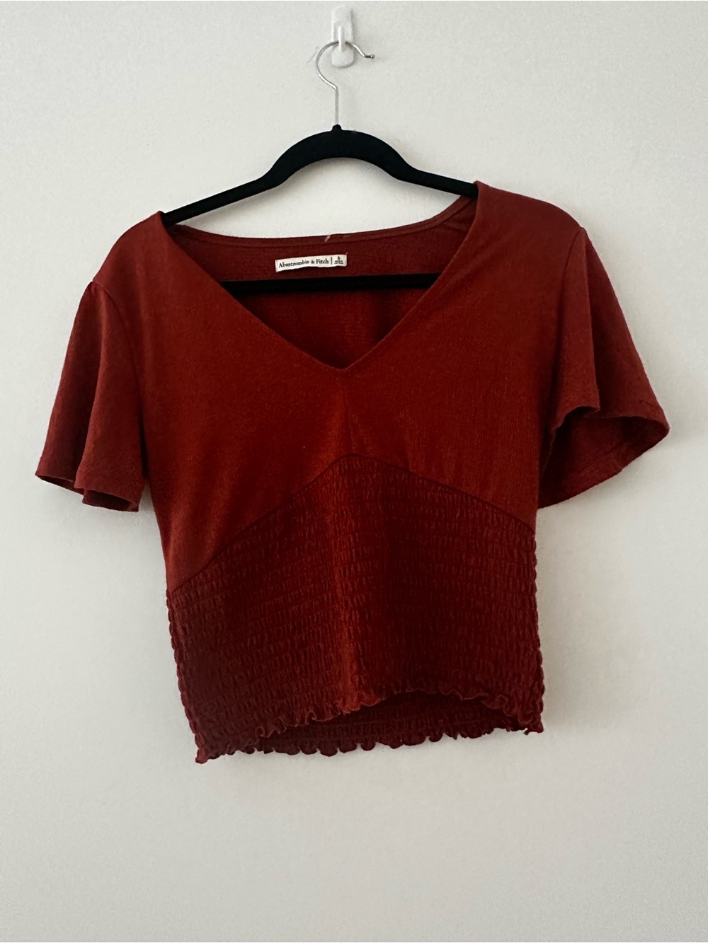 A&F Smocked Plunge Tee